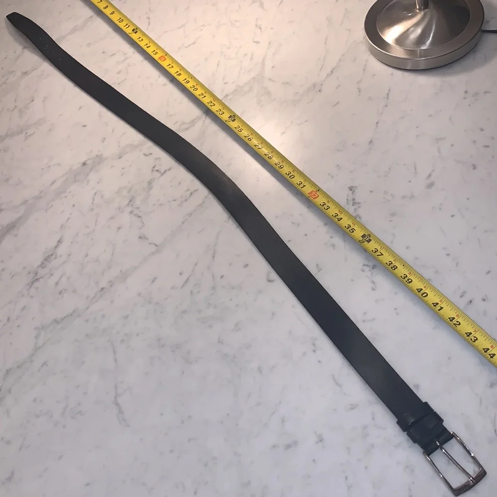 Etro Belt Size 100 Black Leather Belt with Silver Tone Buckle Mens
